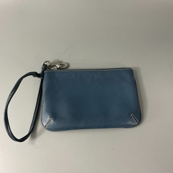 Coach Handbags - Coach Blue Leather Wristlet